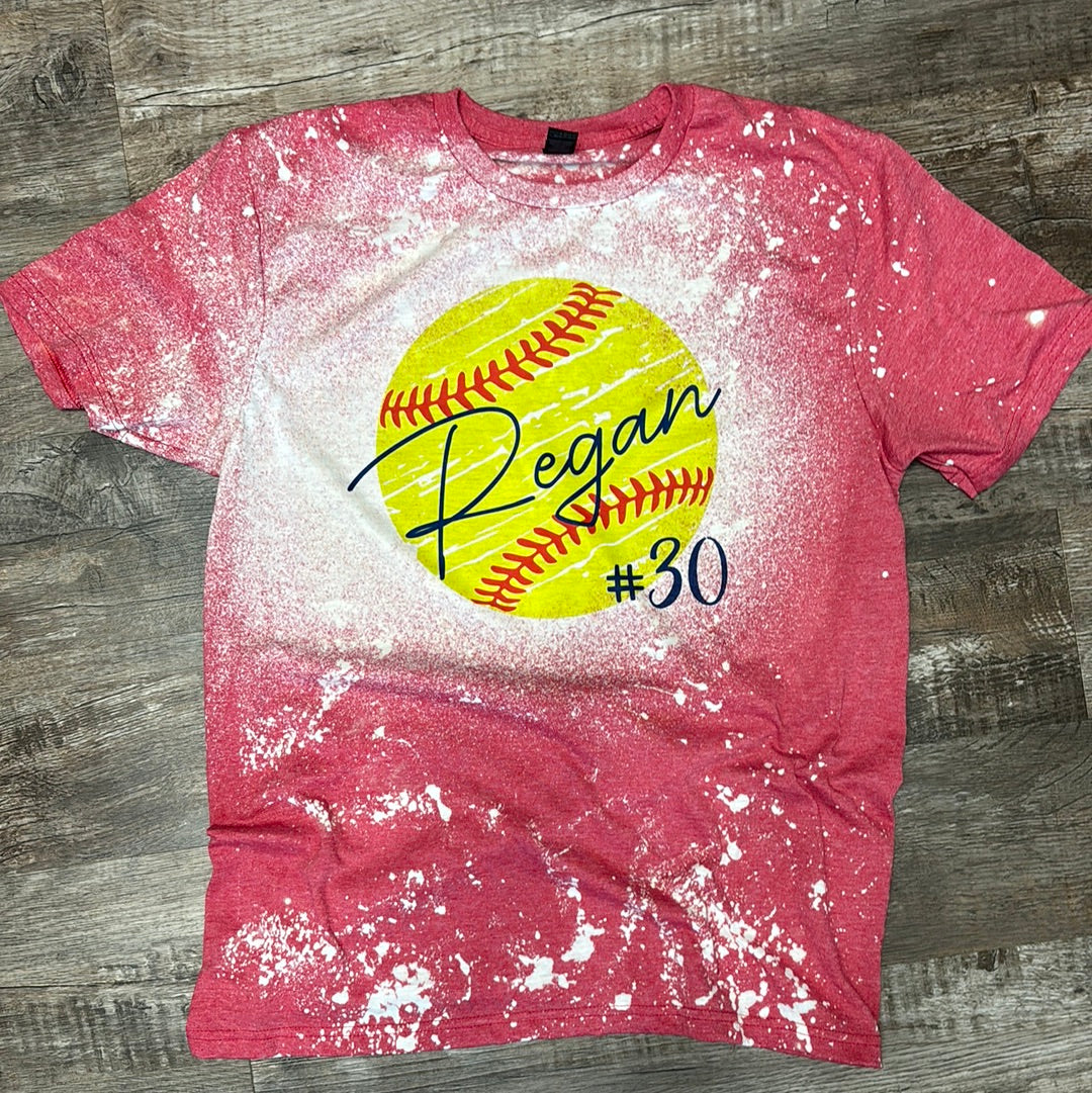 Softball Shirt Bleached ~ Custom Name and Number