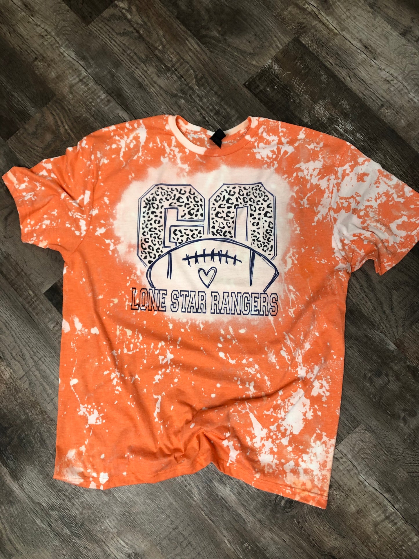 Football Custom Go Leopard School Spirit Wear Shirt Bleached