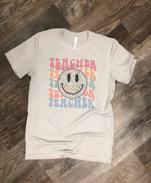 Teacher Smile Face Retro Graphic Tee