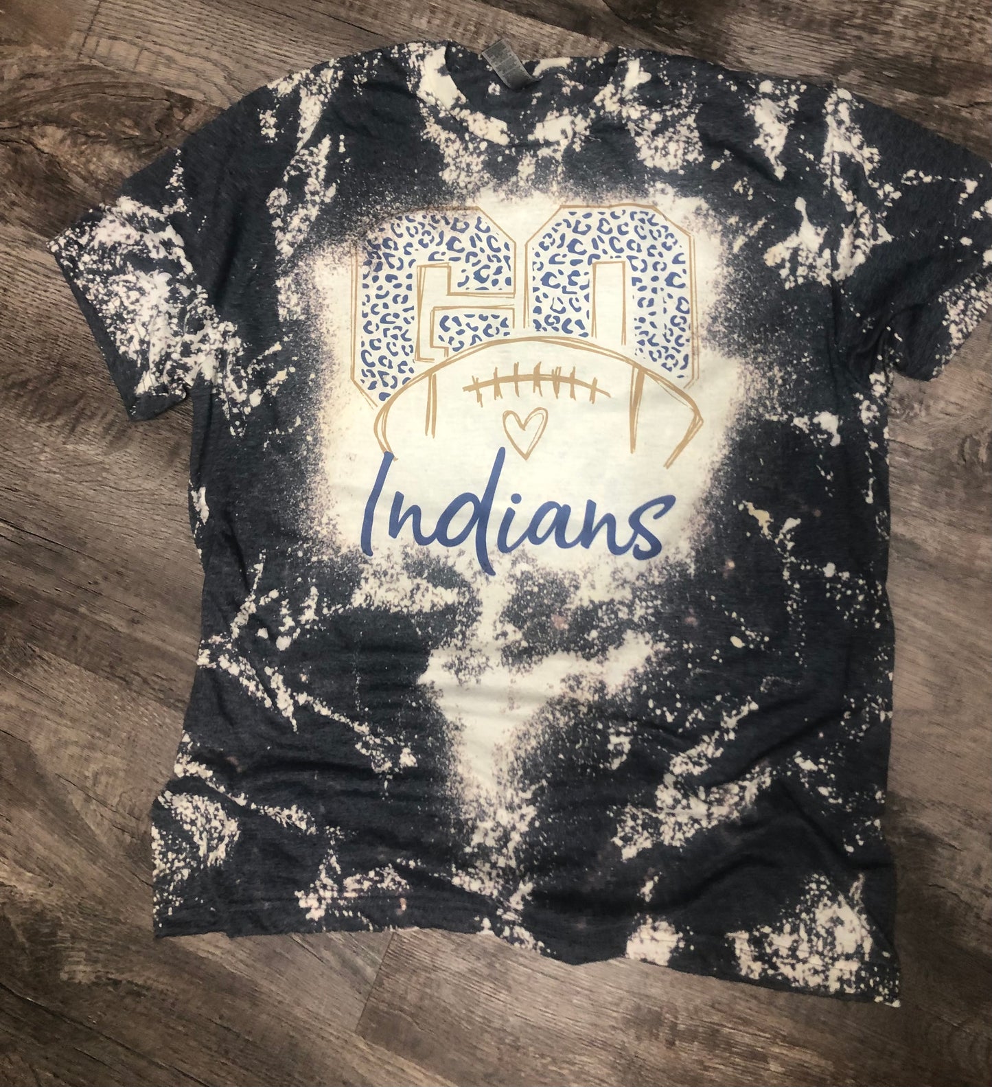 Football Custom Go Leopard School Spirit Wear Shirt Bleached