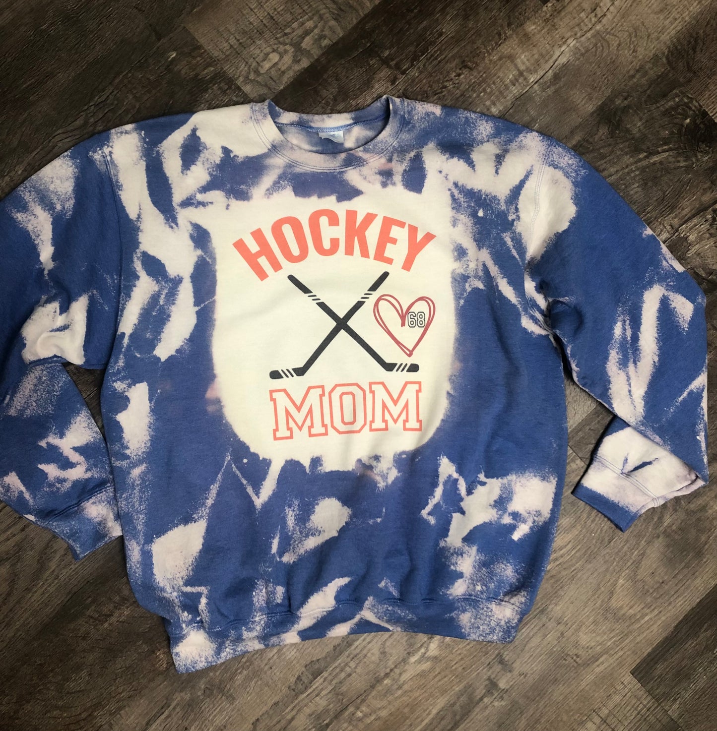 Bleached Hockey Mom sweatshirt, customized with player number