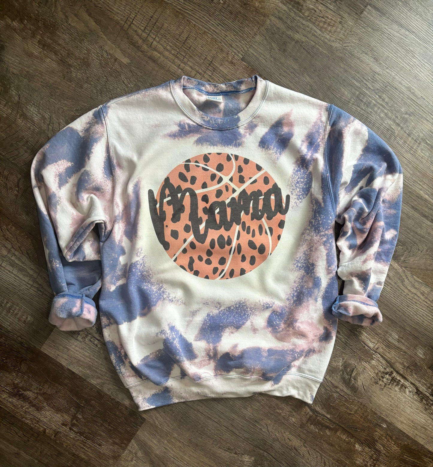 Basketball Mama Bleached Leopard Crewneck Sweatshirt