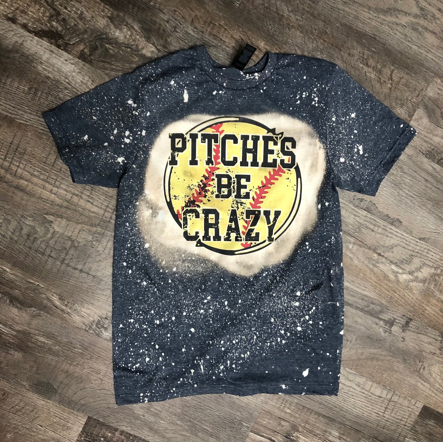 Pitches Be Crazy Softball Bleached Tee