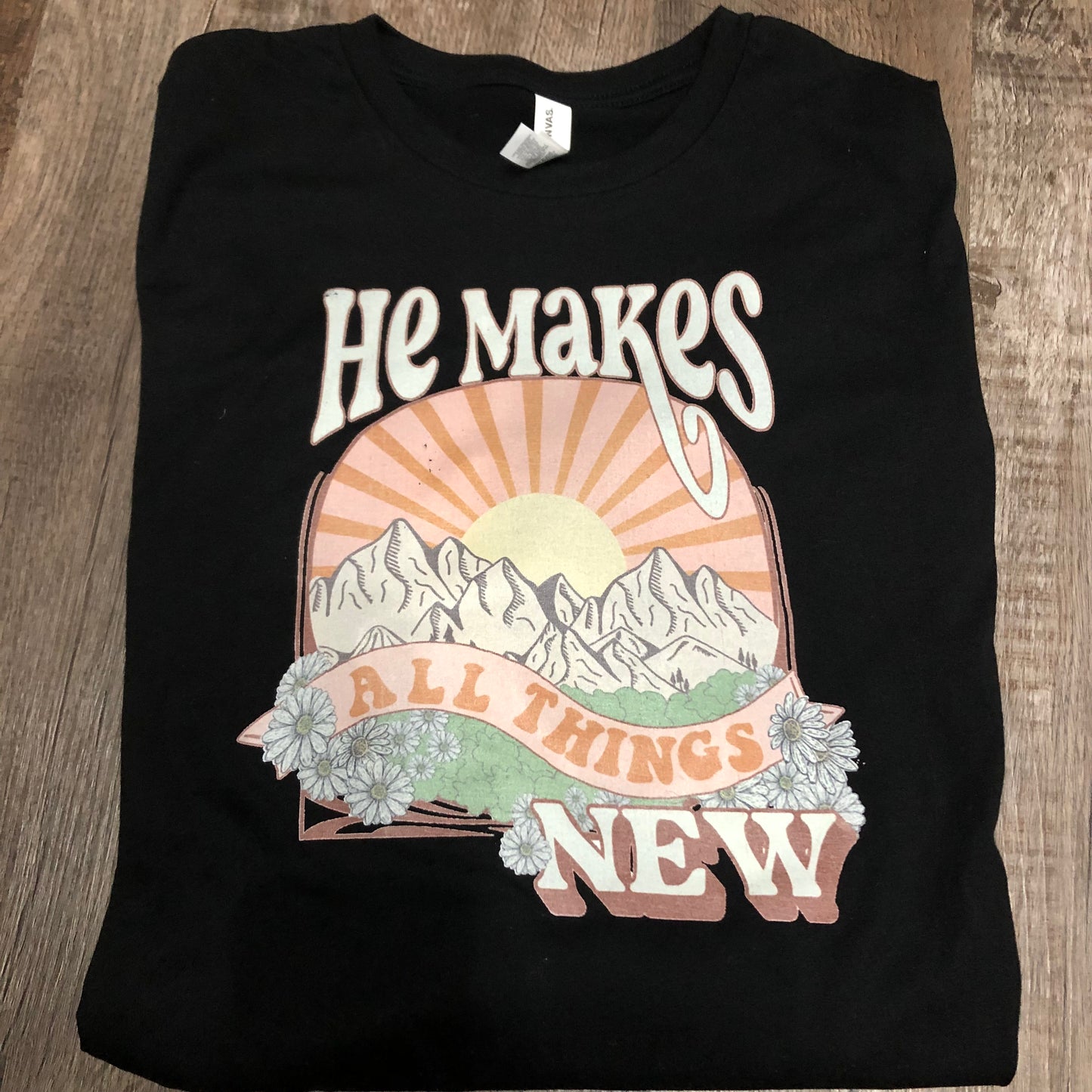 He makes all things new retro Christian Tee