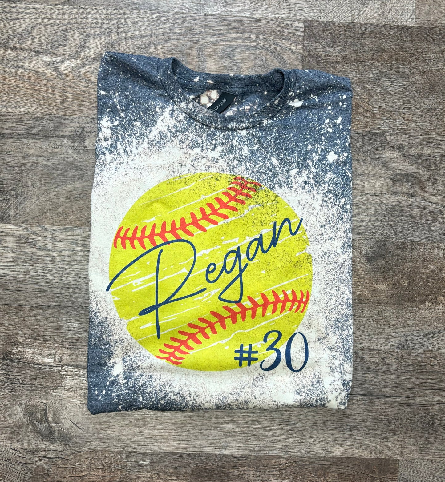 Softball Shirt Bleached ~ Custom Name and Number