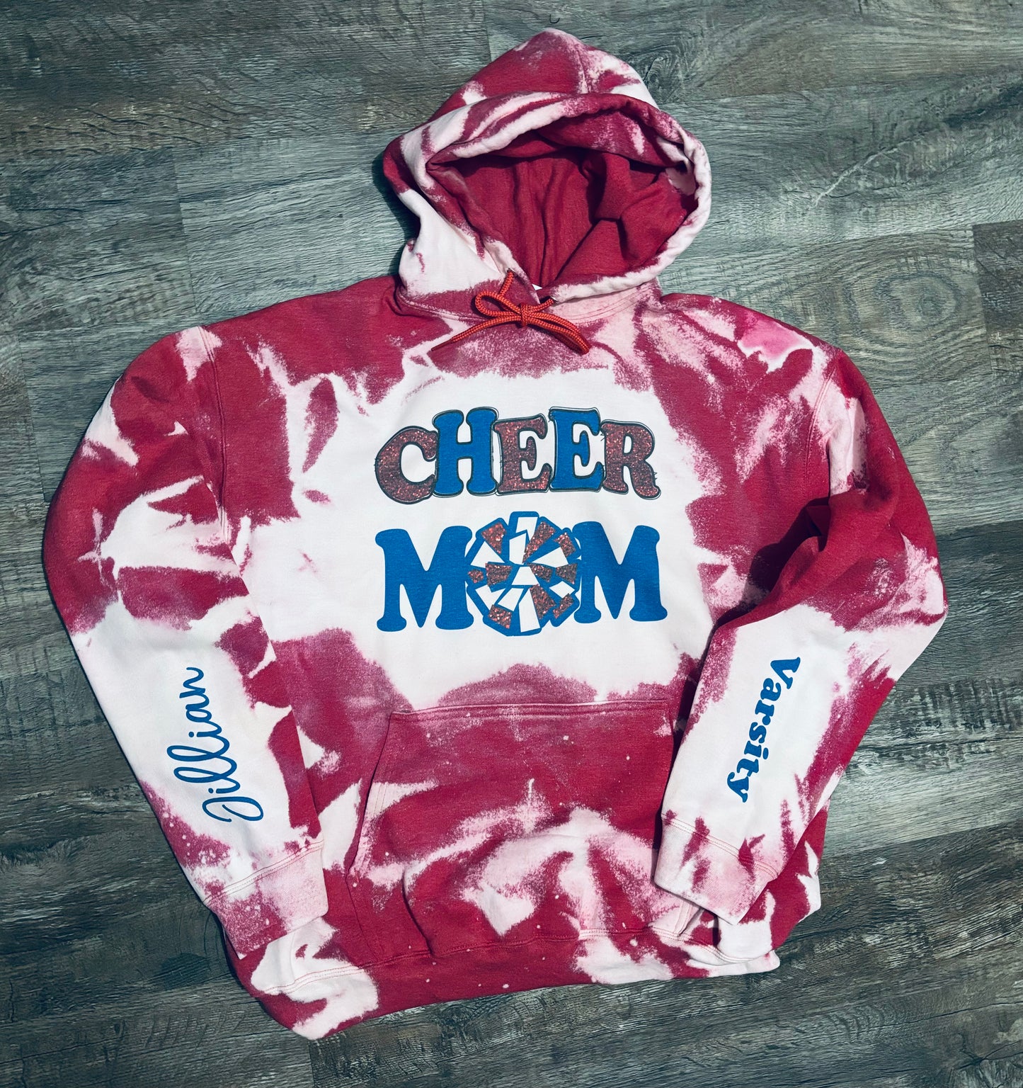 Cheer Mom (Aunt/Grandma) Custom Bleached Hoodie