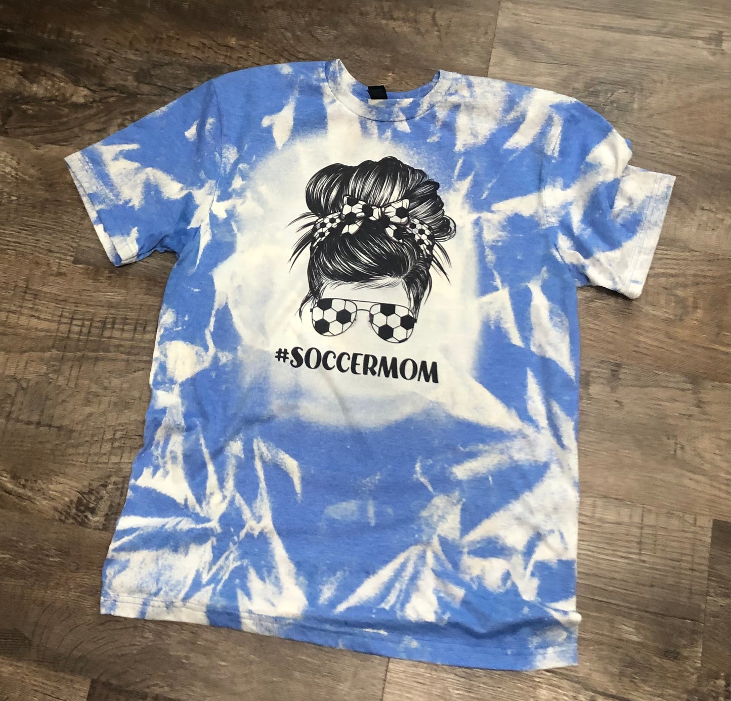 Soccer Mom Messy Bun Bleached Tee