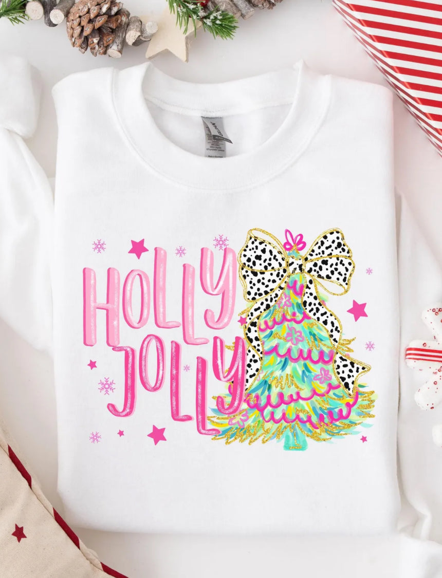 Holly Jolly Coquette Christmas Tree Sweatshirt