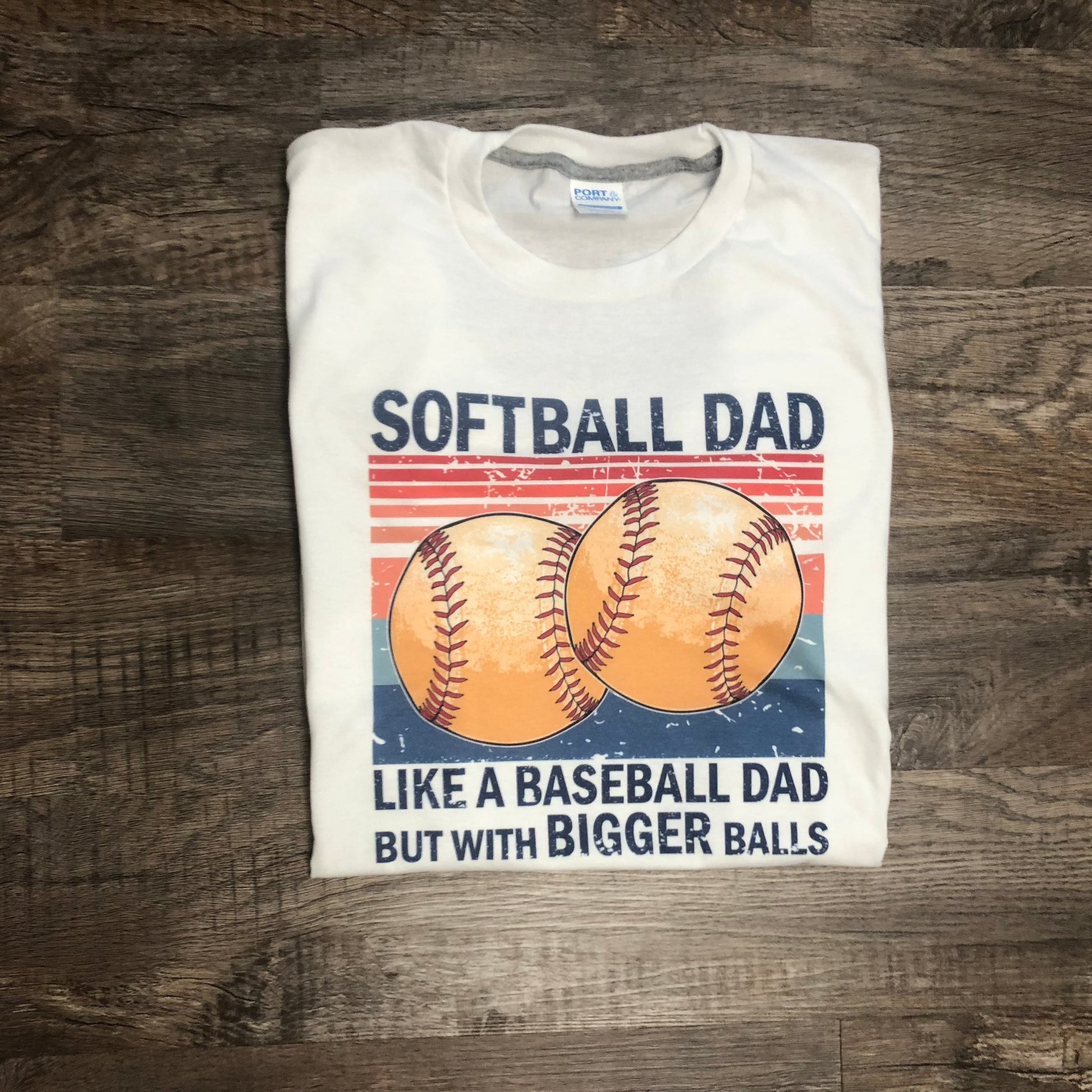 softball dad vintage graphic design.  Like a baseball dad but with bigger balls