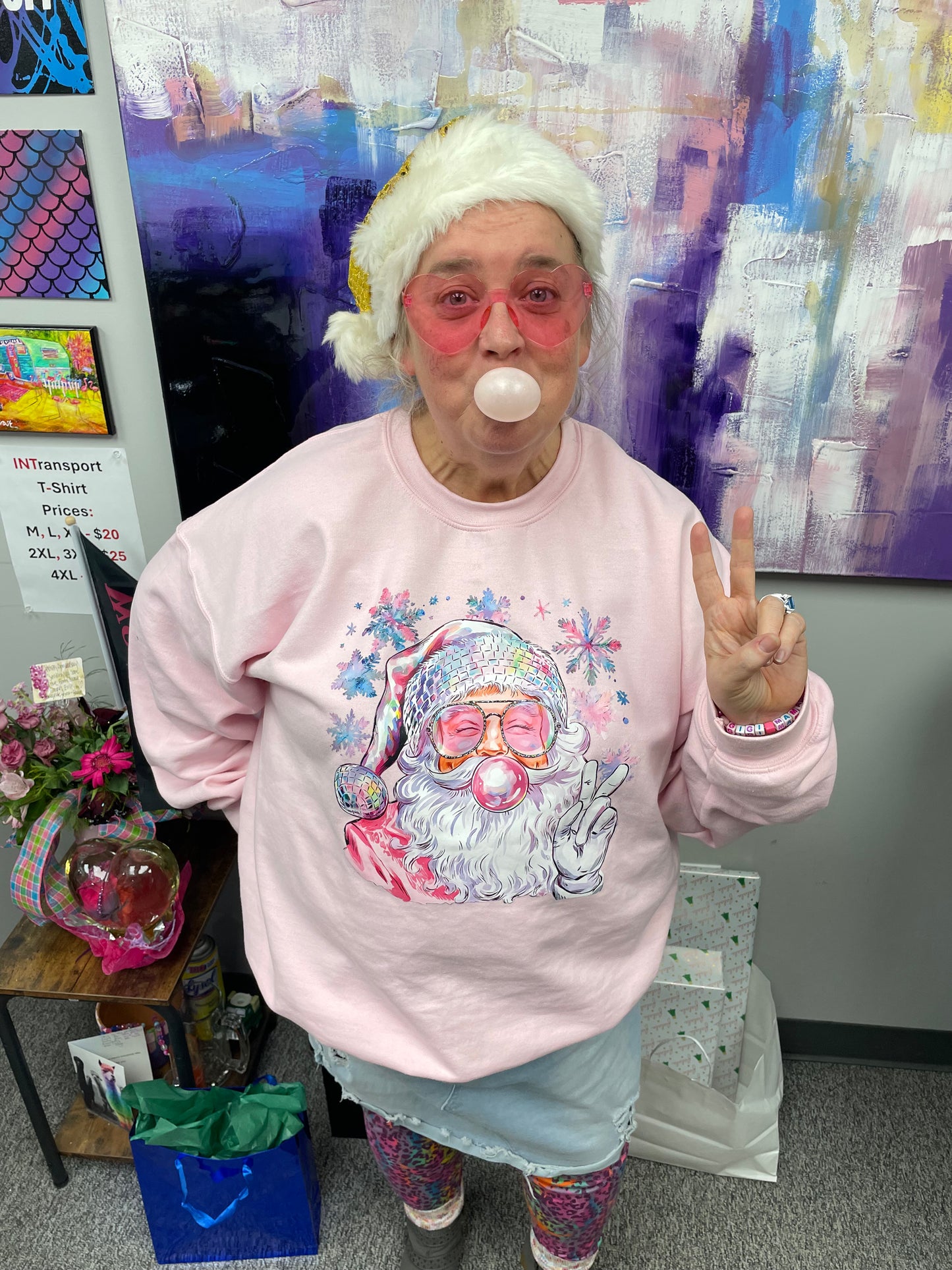 Disco Bubble Gum Santa Crewneck Sweatshirt