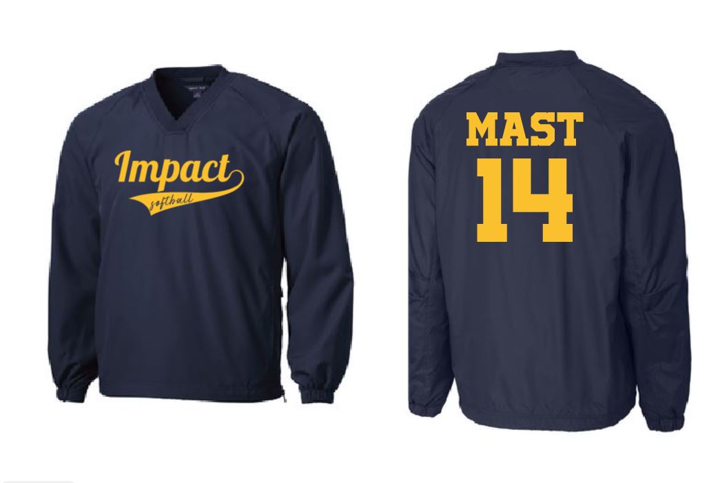 impact softball cage jacket name and number on the back included