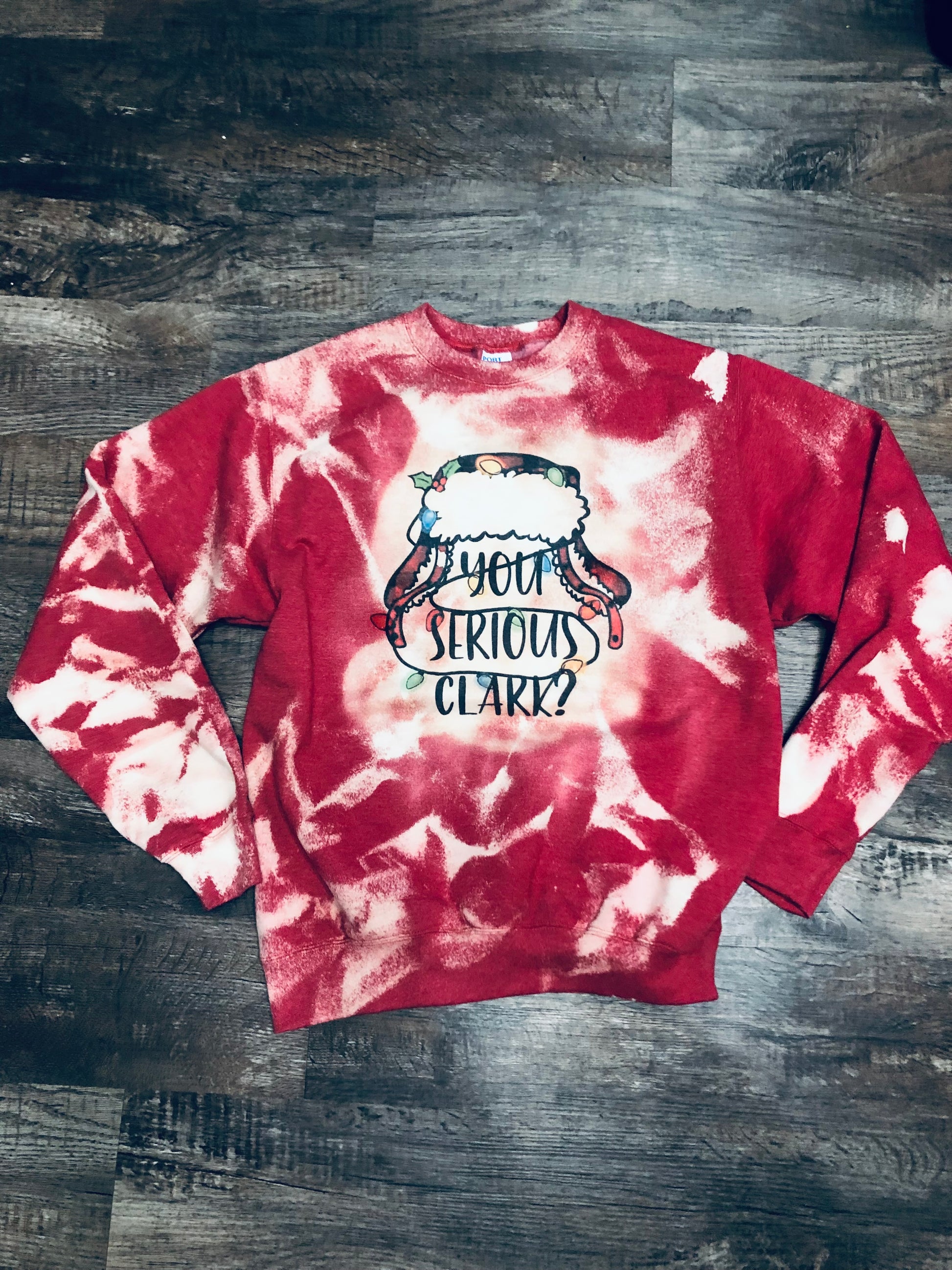 You serious Clark bleached red crewneck sweatshirt 