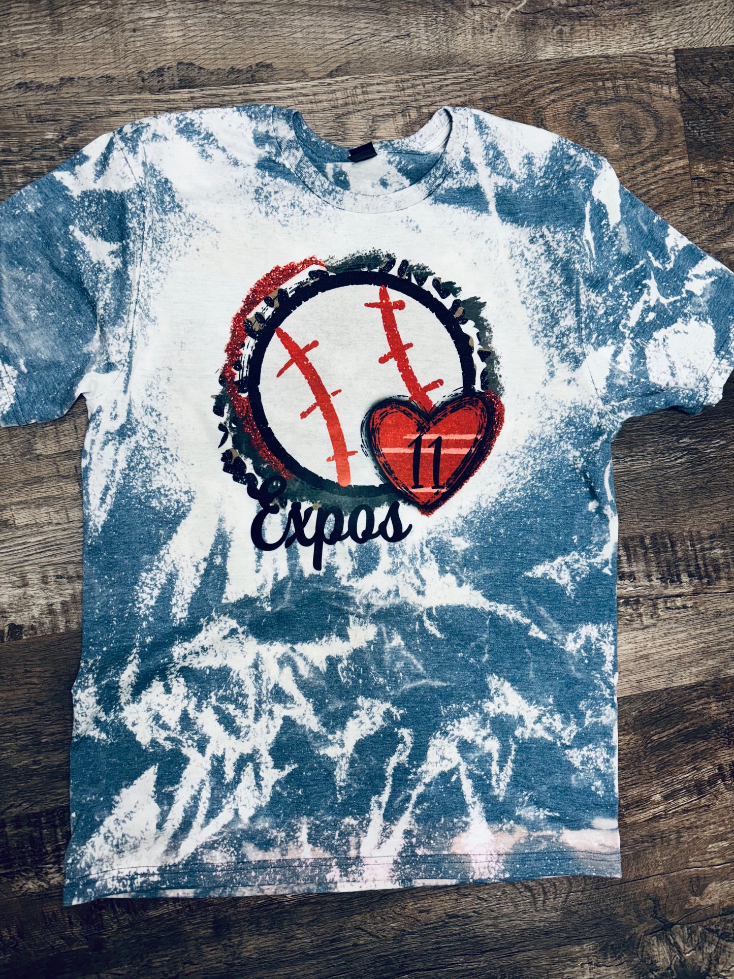 Custom baseball mom shirt bleached, personalized with player number and team name 