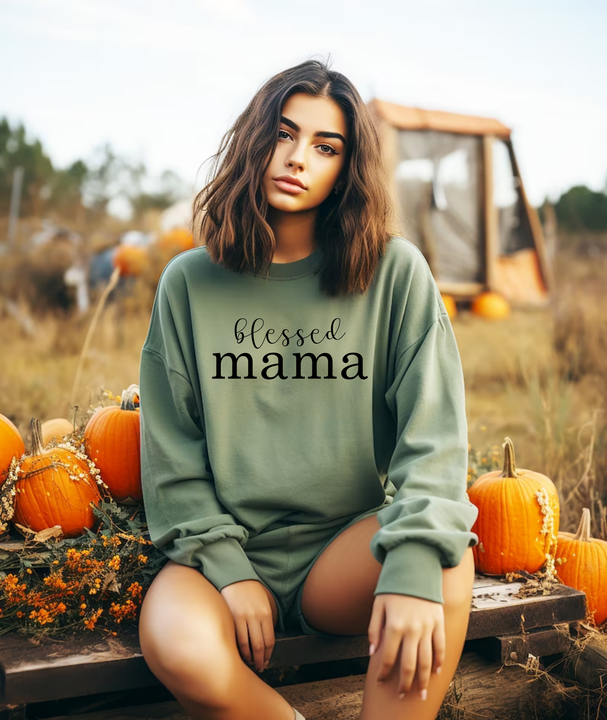 Blessed Mama Crewneck Sweatshirt can customized name