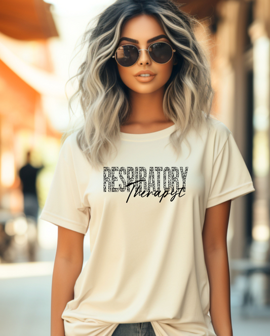 Respiratory Therapist Black Cheetah Print Graphic Tee