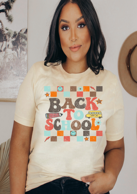 back to school retro graphic distressed tee