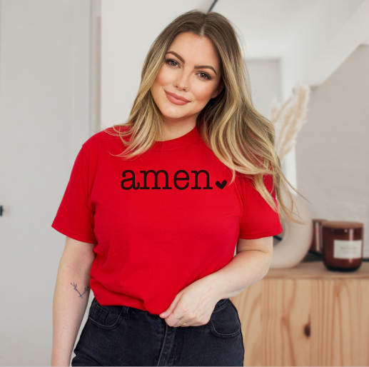 amen graphic t-shirt with heart