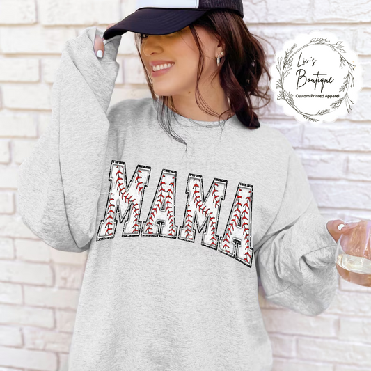 baseball mama crewneck sweatshir