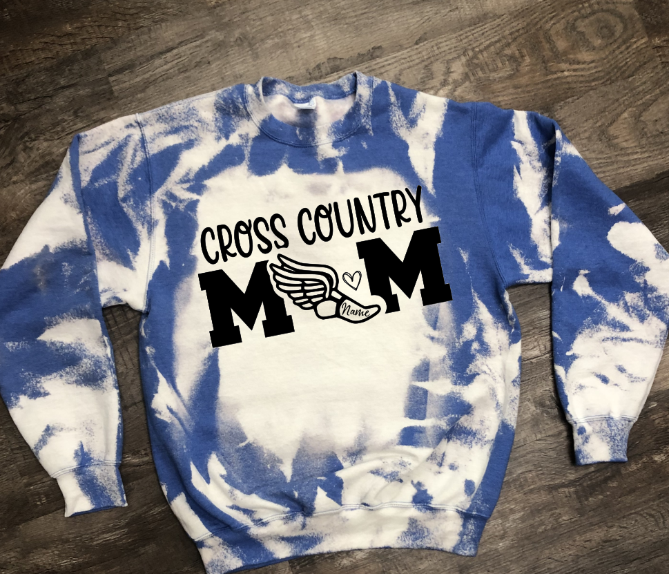 Cross Country Mom Bleached Sweatshirt (Customized Name)