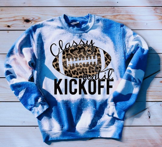 Classy until Kickoff Cheetah Football Sweatshirt Bleached