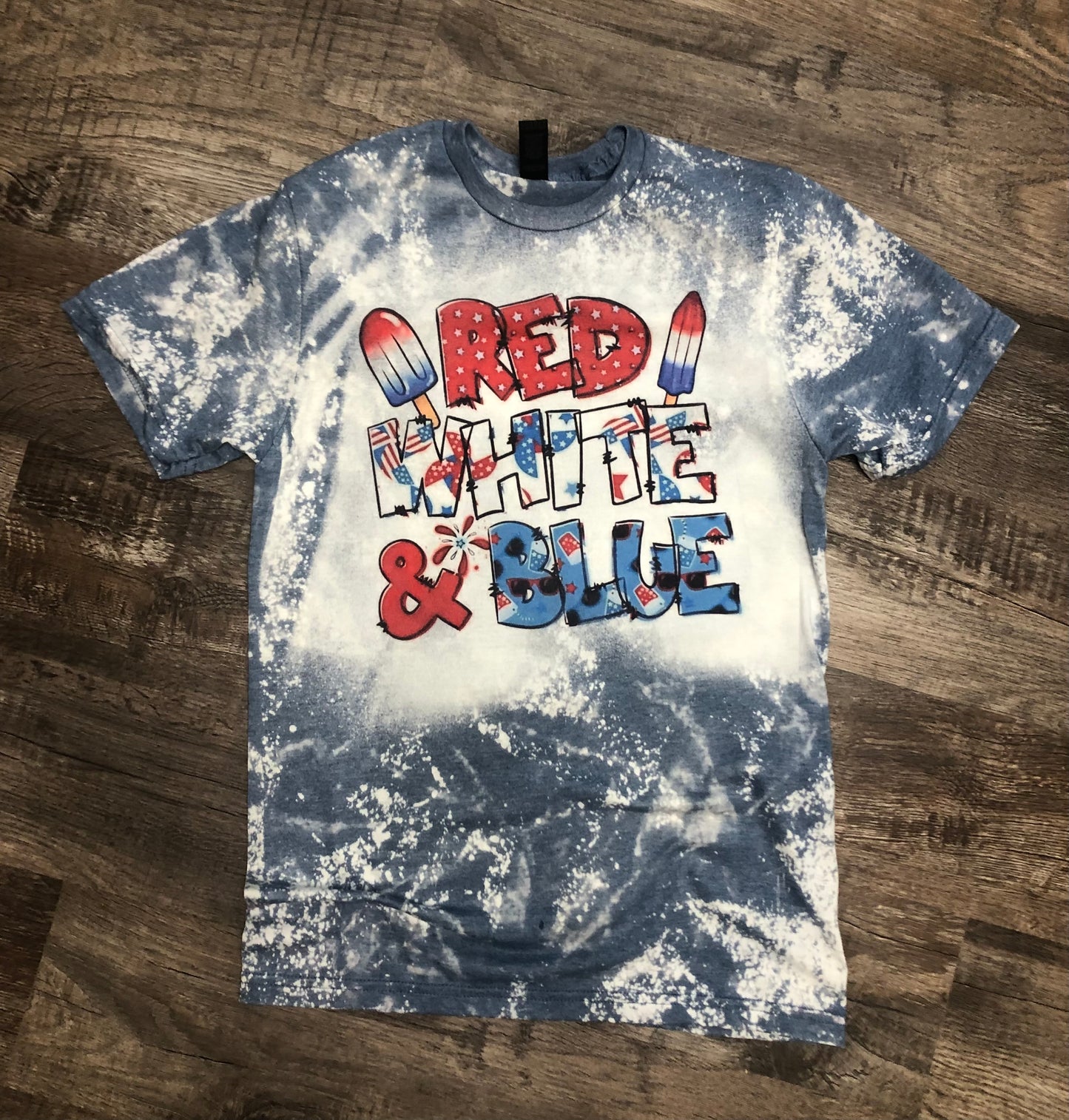 Red White and Blue Popsicle Bleached 4th of July Shirt - Liv's Boutique