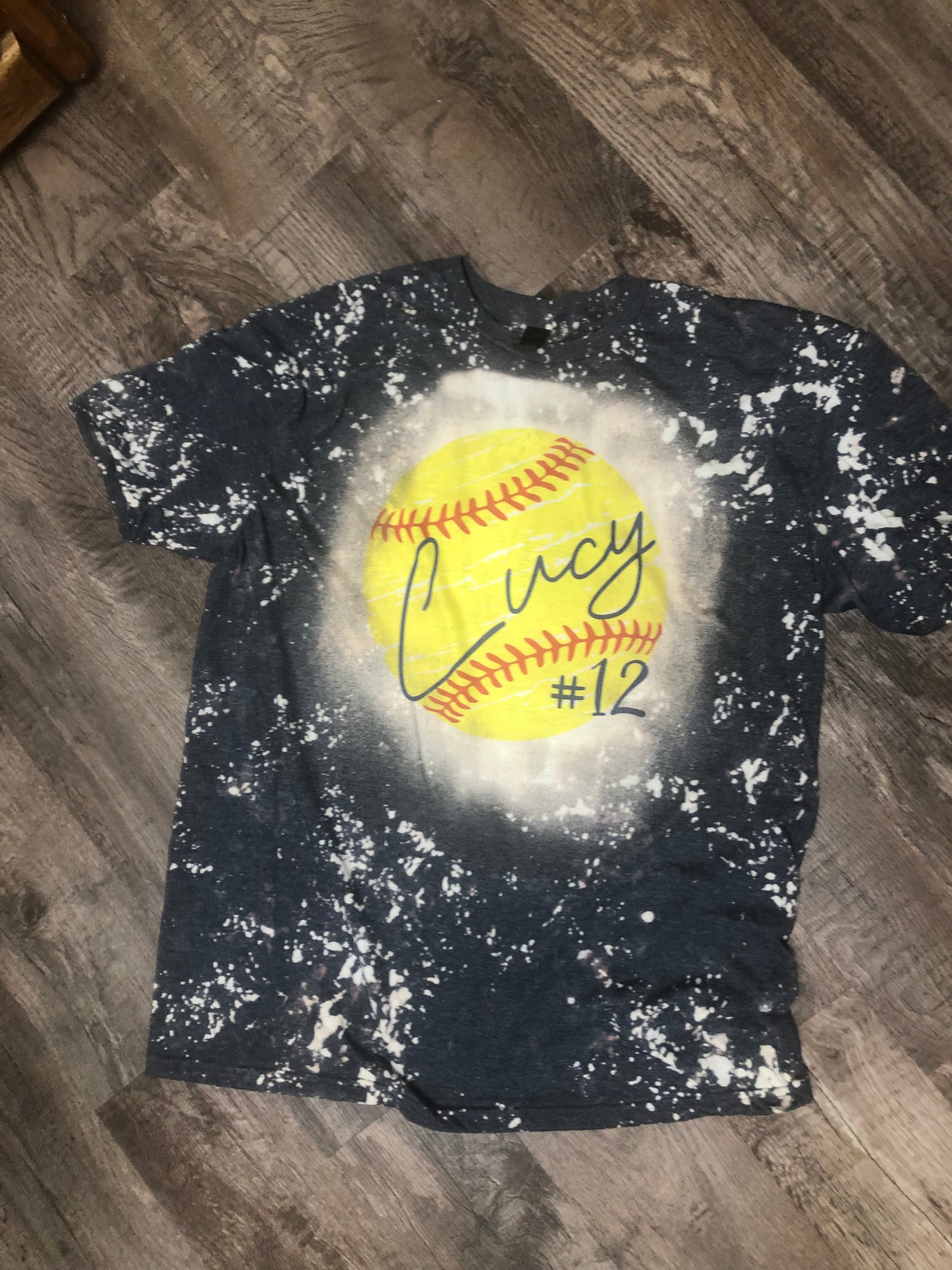 Softball Shirt Bleached ~ Custom Name and Number