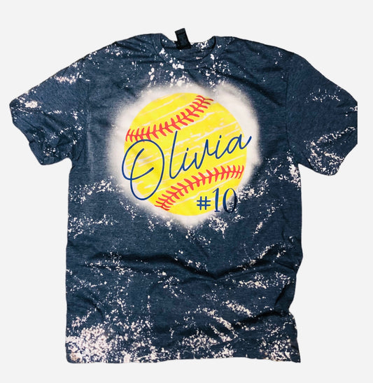 Custom Softball Shirt bleached with players name and number