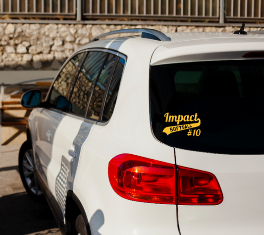 Impact Softball Car Decal with Players Number