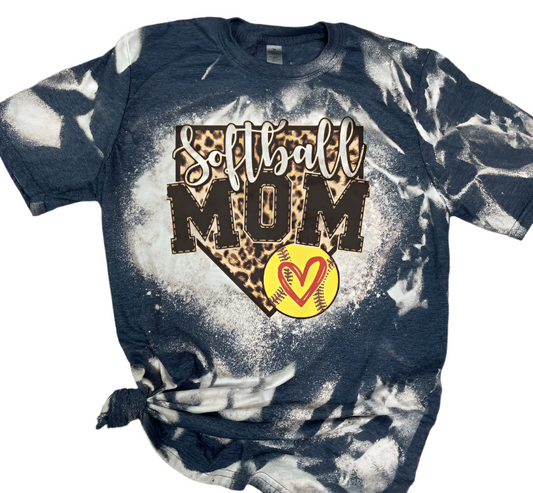 bleached softball mom cheetah plate shirt