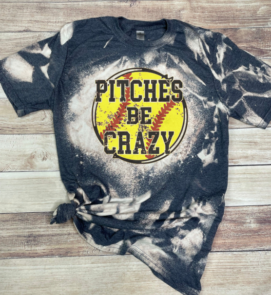 pitches be crazy softball bleached tee