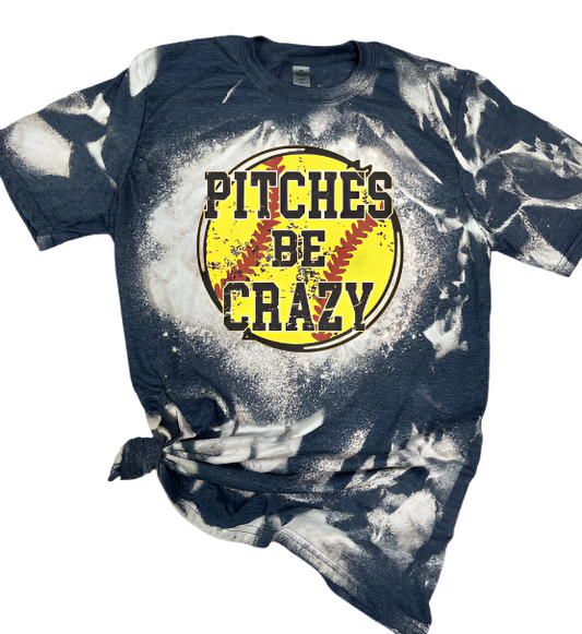 pitches be crazy softball bleached tee