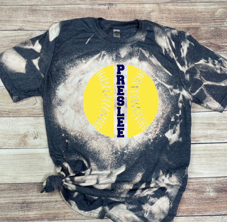 Softball Mom Bleached Tee Customized with Player Name