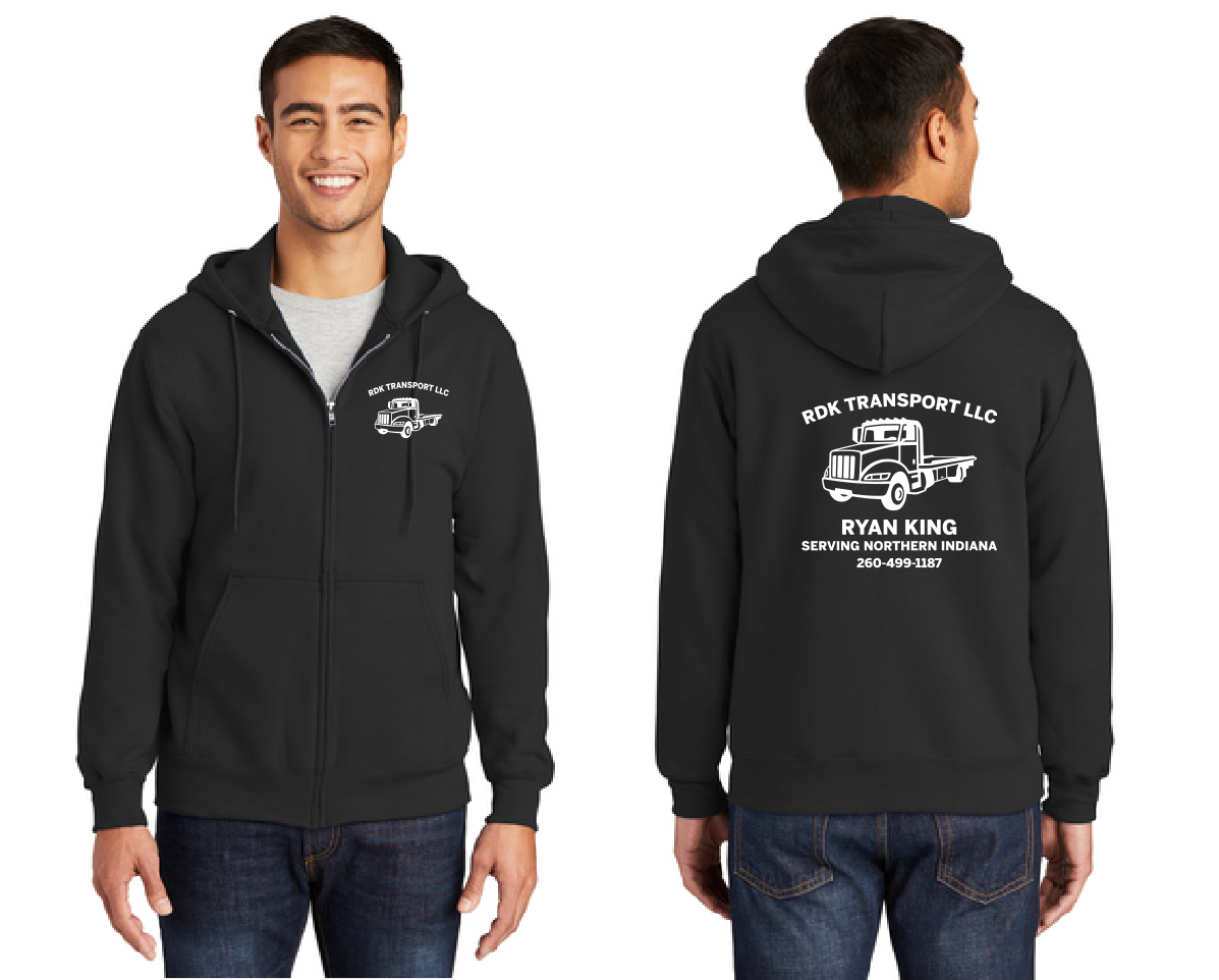 RDK Transport LLC Fleece Full Zip  Hooded Sweatshirt