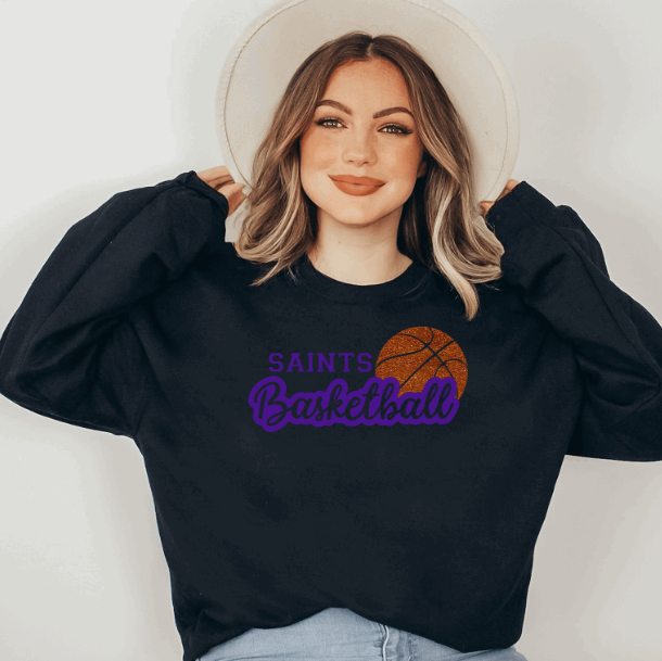 Glitter Basketball Sweatshirt - Customize with your team name and colors