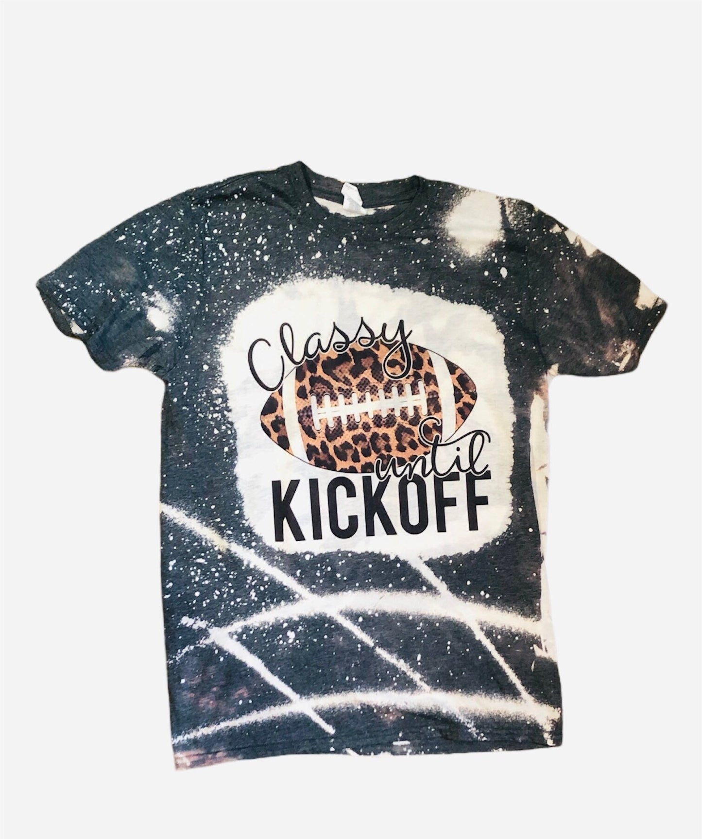 classy until kickoff leopard football bleached shirt