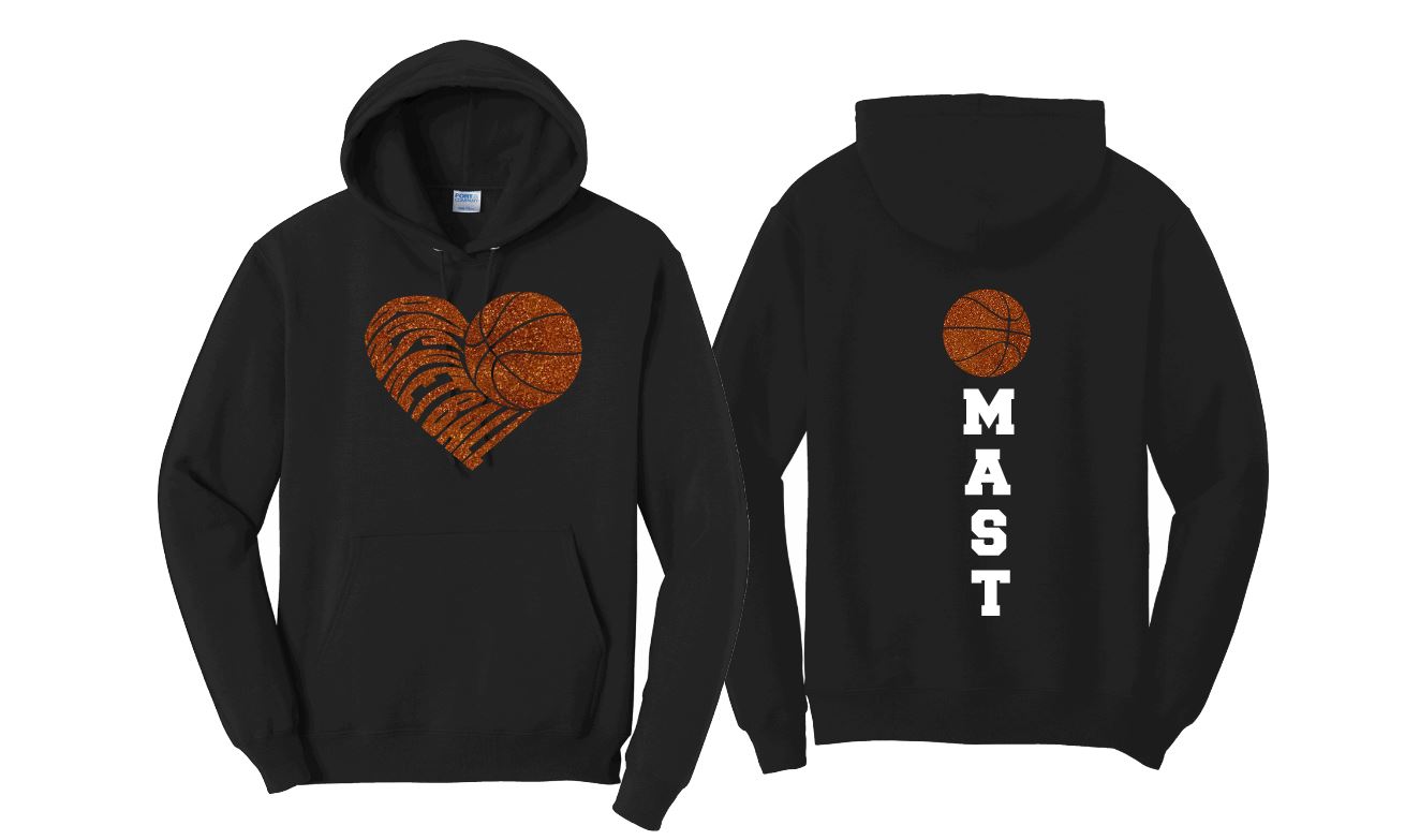 Glitter Heart basketball mom hoodie