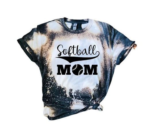 Softball Mom Bleached Shirt, Softball Mama Shirt,  Softball Mom, Bleached Softball Shirt, Softball T-Shirts for Women - Liv's Boutique