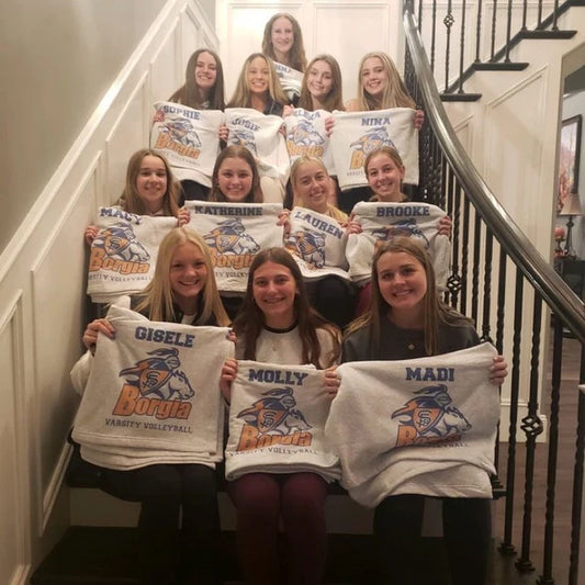 Custom Team Blankets add school logo and personalized names