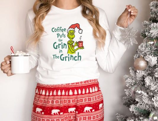 Coffee Puts the Grin in The Grinch Unisex Long Sleeve Shirt