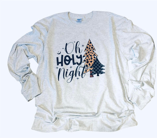 Oh Holy Night Ash Grey Long Sleeve Shirt - Liv's Boutique