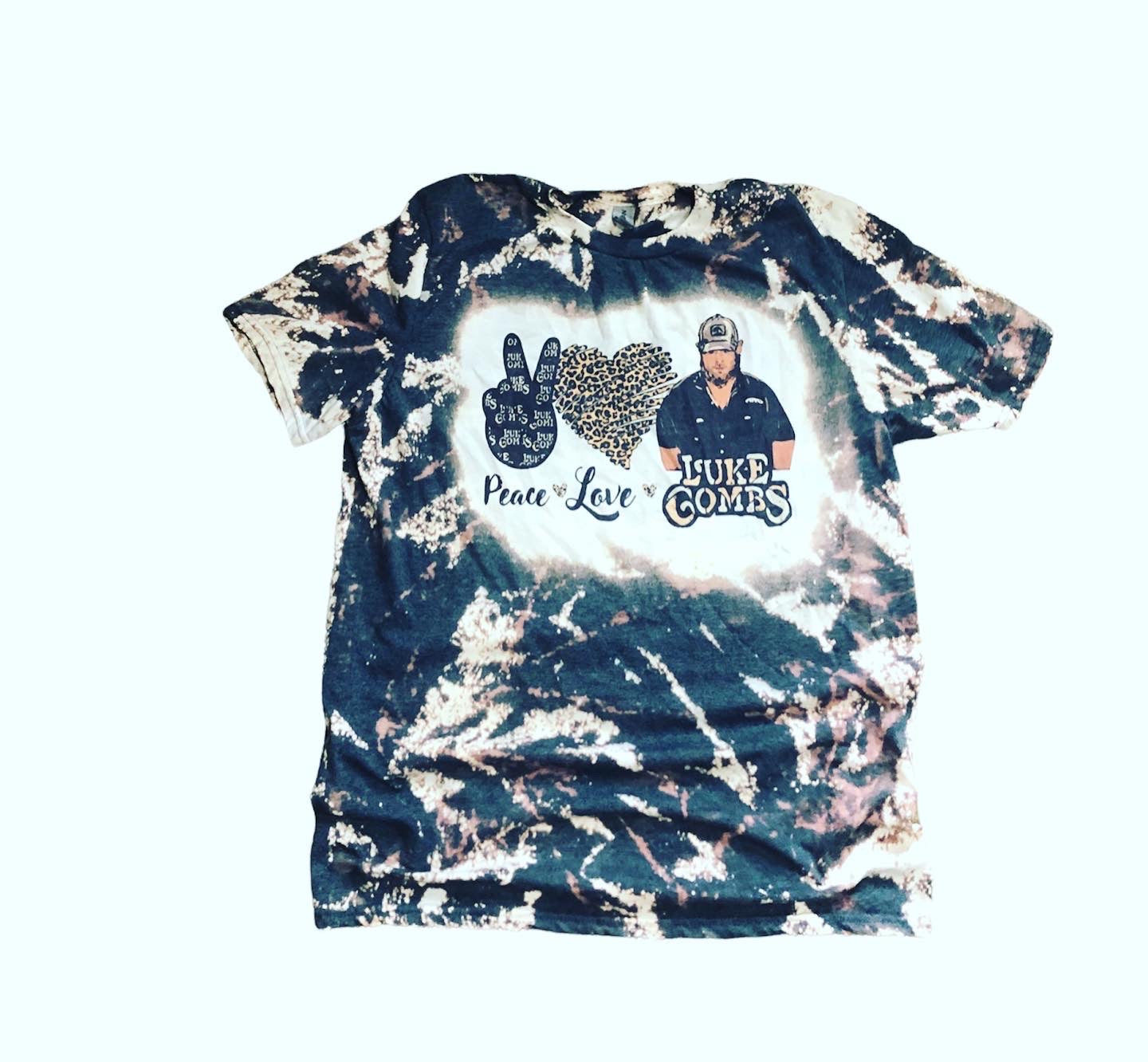 Peace Love Luke Combs Bleached Country Music T-Shirt