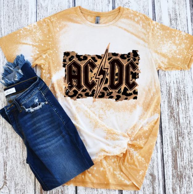 ACDC Leopard Bleached Unisex Tee - Liv's Boutique