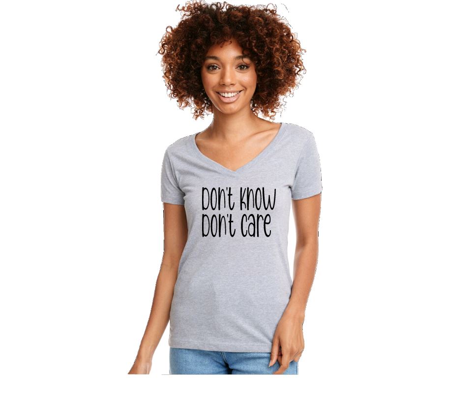 Don't Know Don't Care V-Neck Tee - Liv's Boutique
