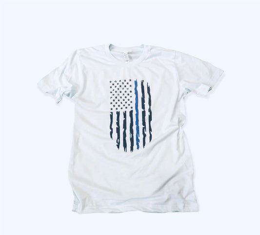 Police Thin Blue Line Distressed Flag Tee