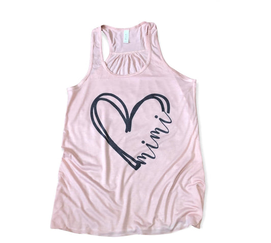 Mimi Tank,  Custom Name Tank, Mama Tank, Women’s Flowy Racerback Tank - Liv's Boutique