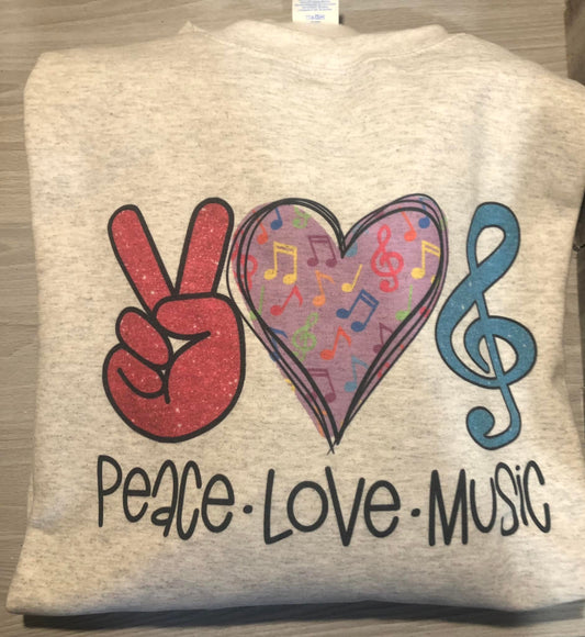 Peace Love Music Crewneck Unisex Sweatshirt