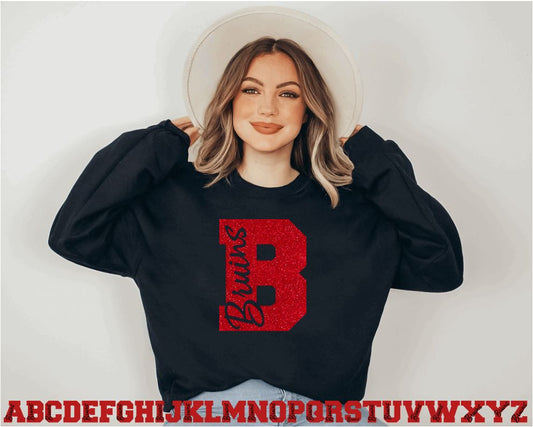 High School Big Solid Letter Spirit Sweatshirt - Liv's Boutique