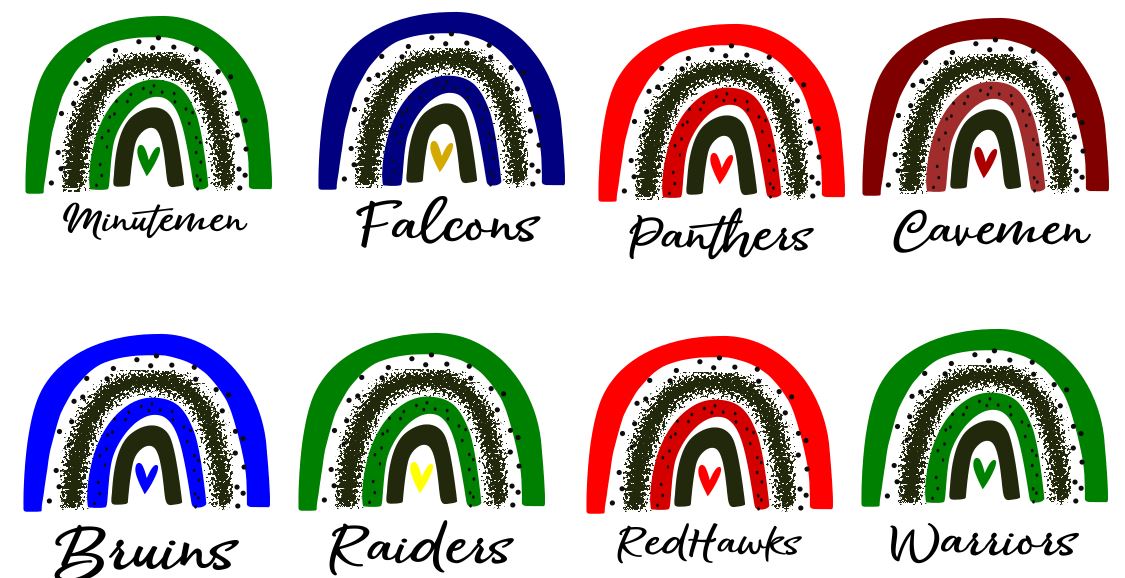 School Spirit Rainbow Shirts - Teacher Shirts - Mascot Tees - Your School Name and School Colors - Liv's Boutique