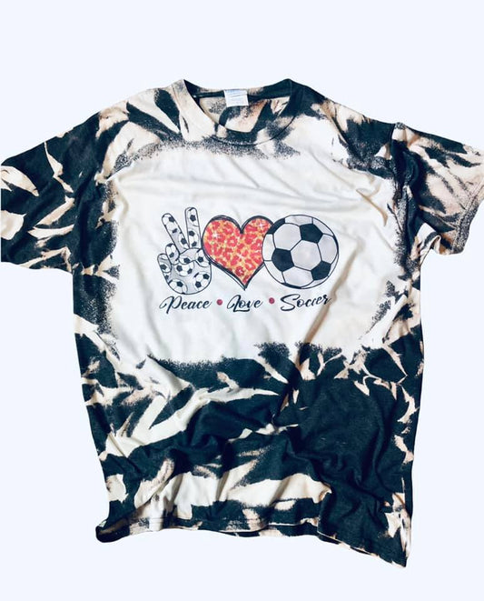 peace love soccer bleached tee