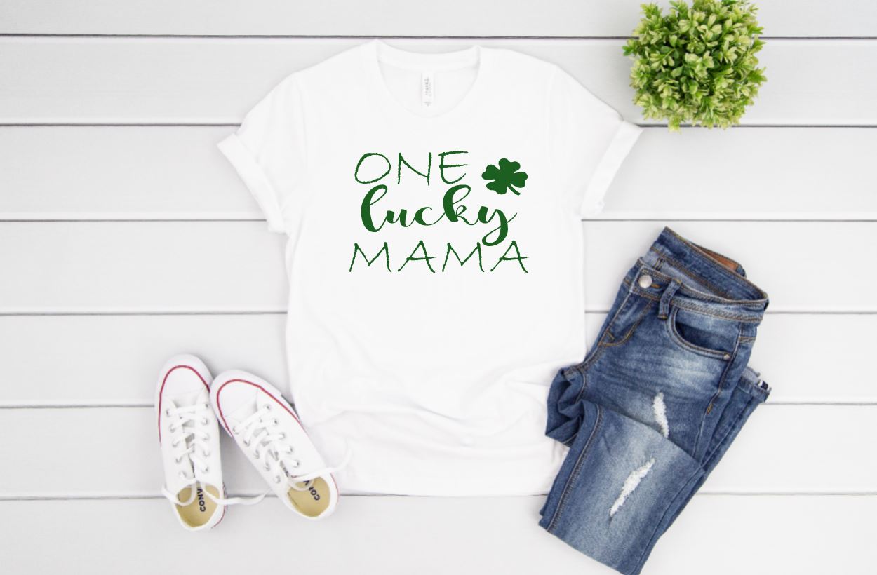 One Lucky Mama ~ Mom Shirt ~ Momma Tee - Liv's Boutique